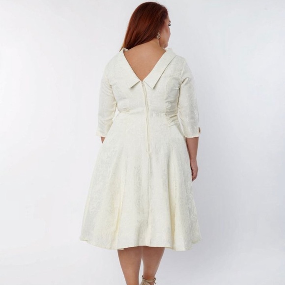 Ivory Brocade Wedding Swing Dress - Picture 4 of 12